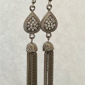 Earrings dangle silver and rhinestone